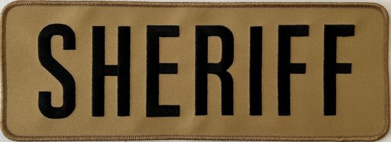 SHERIFF 4" x 11" BACK PATCH - DARK BROWN on KHAKI - VELCRO.